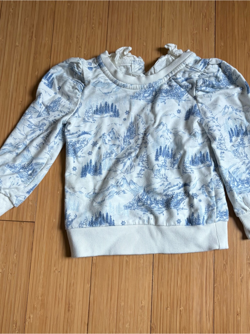 Janie and Jack frozen toile print Ruffle Neck Sweatshirt